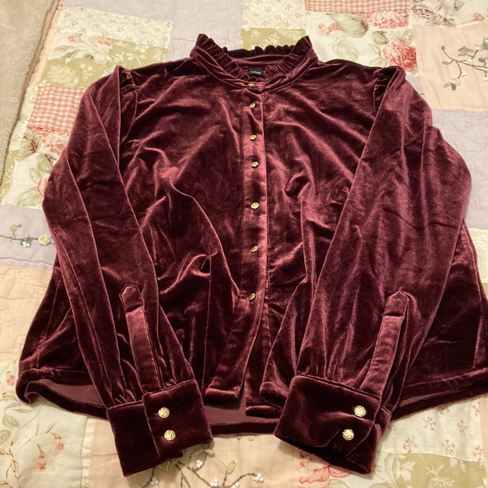 Burgundy Velvet Blouse